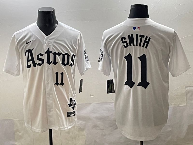 Men 2025 Houston Astros #11 Smith White Five generations Joint Name Nike MLB Jersey style 44